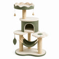 Arbre à chat vert, crème et beige 80 × 60 × 140 cm avec niche, hamac, plateformes et couchage