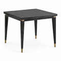 Table à manger carrée noire effet pierre avec détails dorés, 90 × 90 × 76 cm
