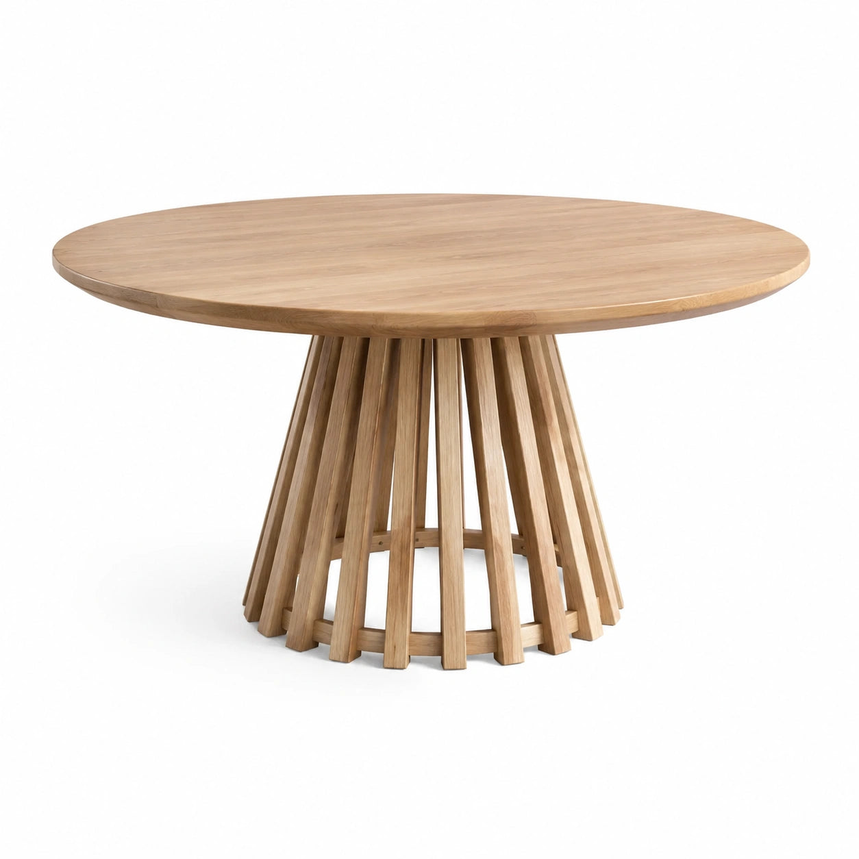 Table à manger ronde en bois naturel Ø 120 x H 75 cm avec piètement central ajouré