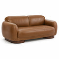 Canapé contemporain 2 places marron, 210 × 95 × 82 cm, revêtement aspect cuir