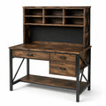 Bureau avec rangement 120 × 60 × 150 cm, effet bois marron et métal noir, style industriel
