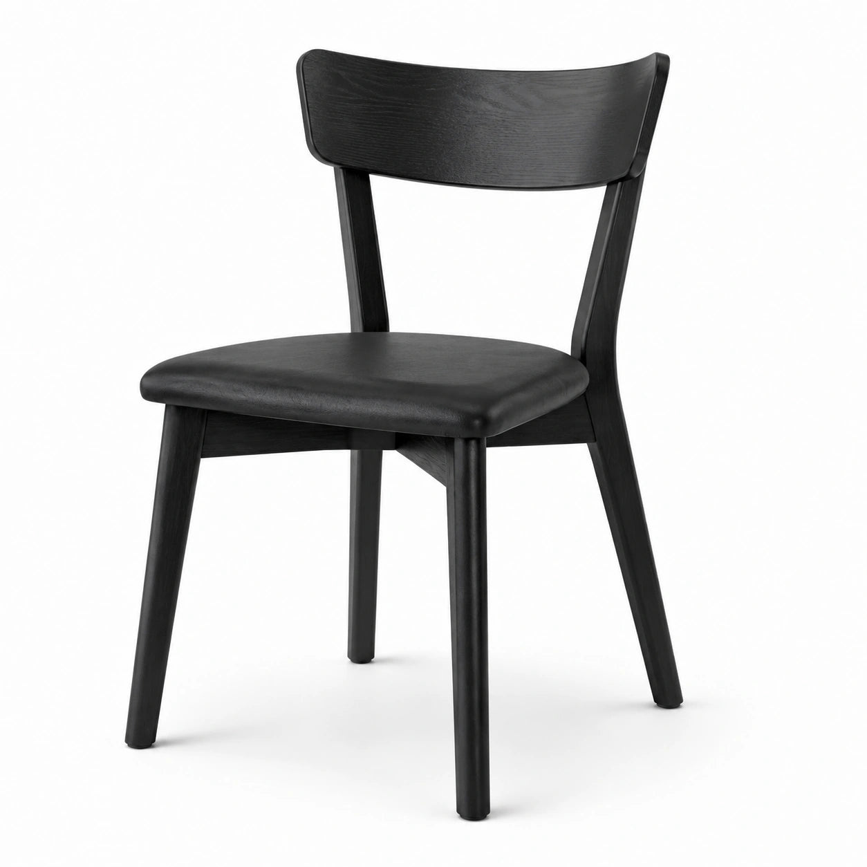 Chaise de salle à manger noire en bois avec assise rembourrée, 49 × 53 × 79 cm