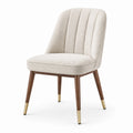 Chaise rembourrée en tissu bouclé crème avec pieds marron et dorés, 52 × 58 × 83 cm